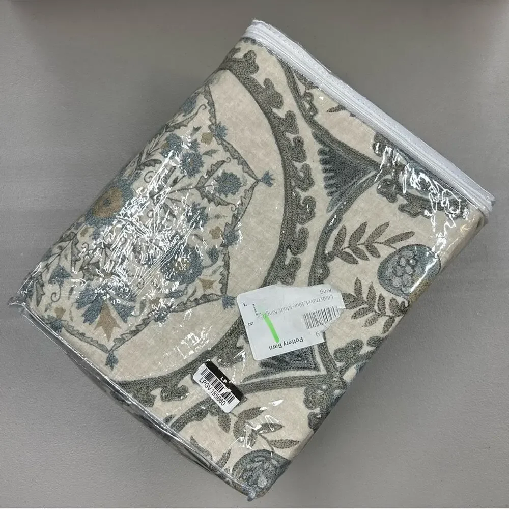 Pottery Barn Lilah Suzani Duvet Cover King / Cal King Floral Embroidered NEW
